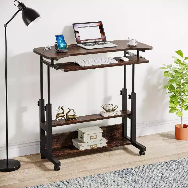 Bureau portable réglable en hauteur avec support clavier