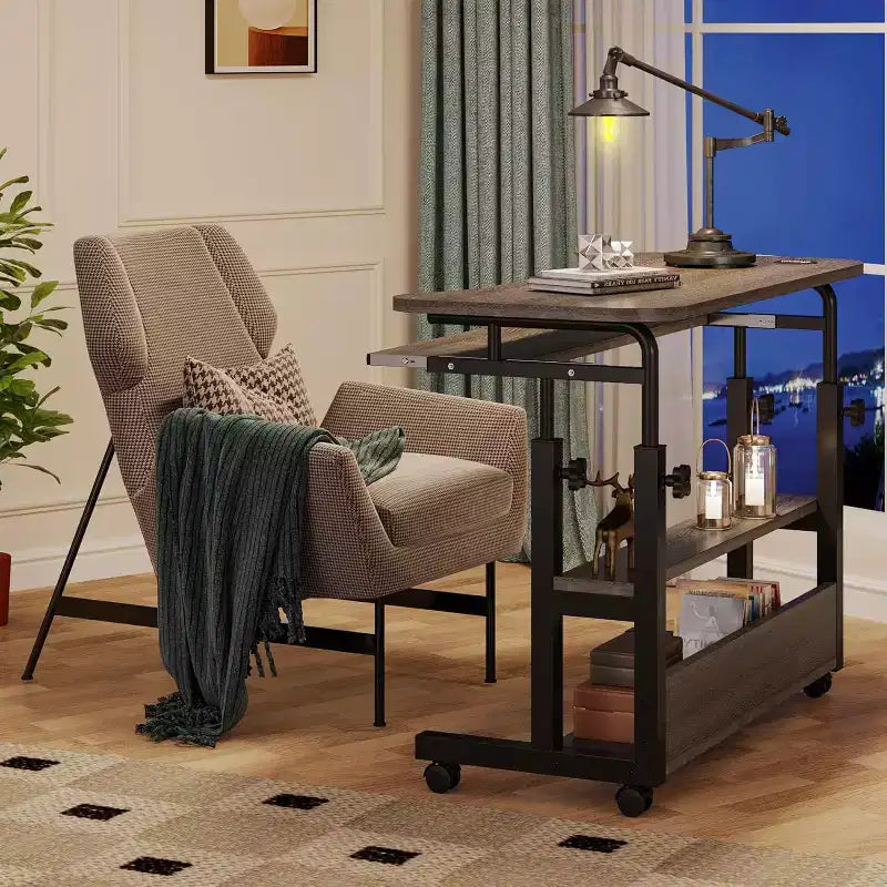 Bureau portable réglable en hauteur avec support clavier
