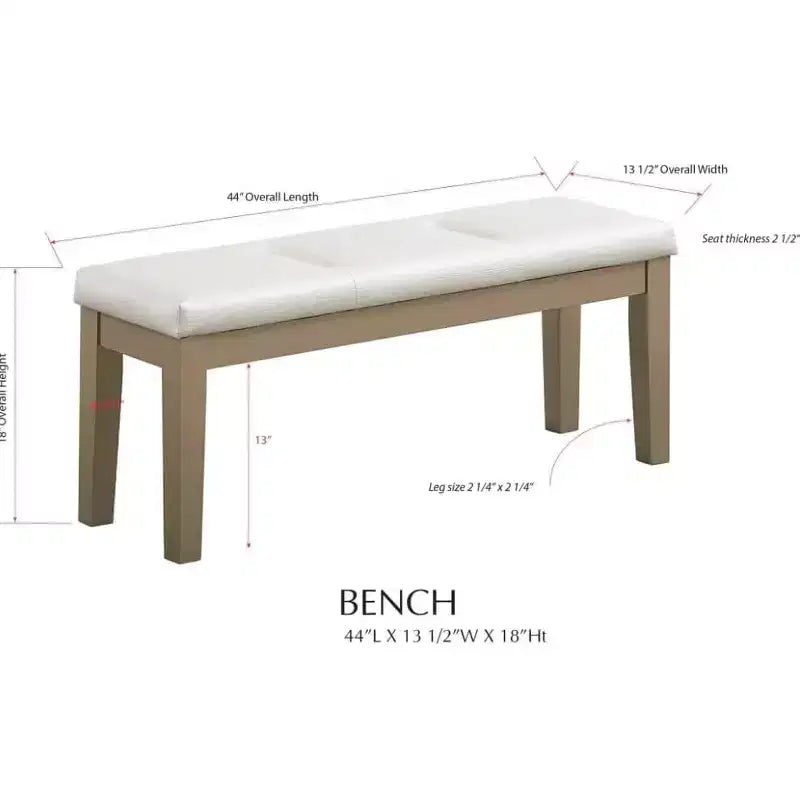 Kings Brand Furniture - Banc de salle à manger Hillsdale rembourré, Blanc/Doré