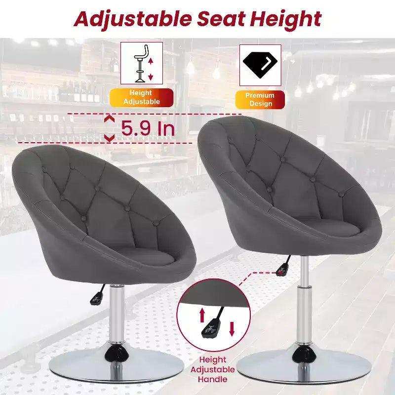 Chaise de Vanité Moderne Pivotante de Maquillage Hauteur Réglable Fauteuil d'Appoint