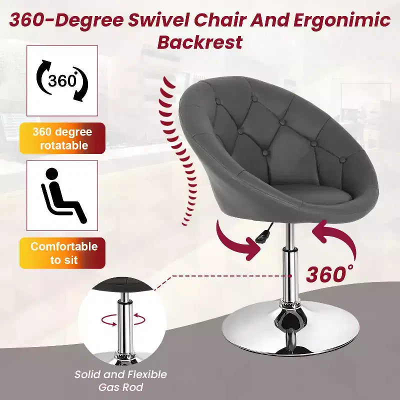 Chaise de Vanité Moderne Pivotante de Maquillage Hauteur Réglable Fauteuil d'Appoint