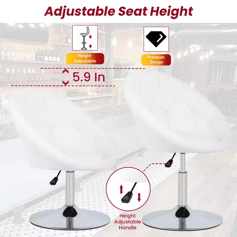Chaise de Vanité Moderne Pivotante de Maquillage Hauteur Réglable Fauteuil d'Appoint