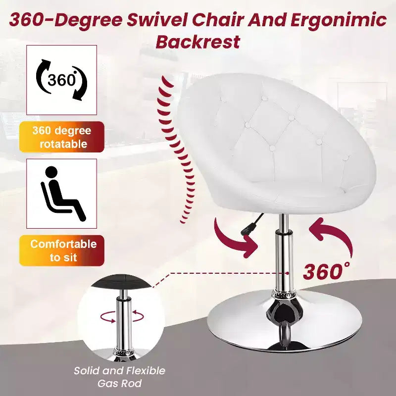 Chaise de Vanité Moderne Pivotante de Maquillage Hauteur Réglable Fauteuil d'Appoint