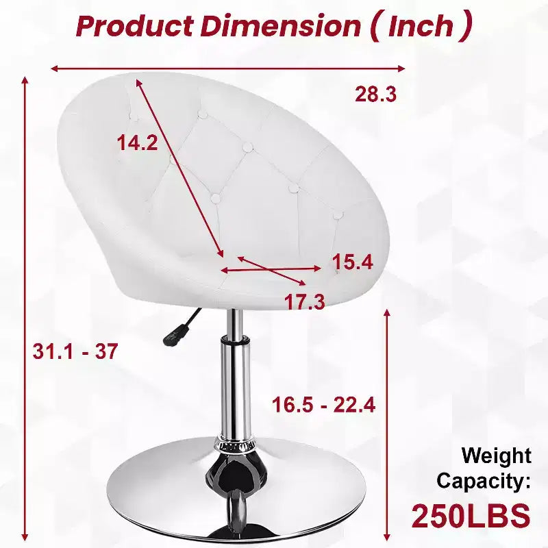 Chaise de Vanité Moderne Pivotante de Maquillage Hauteur Réglable Fauteuil d'Appoint