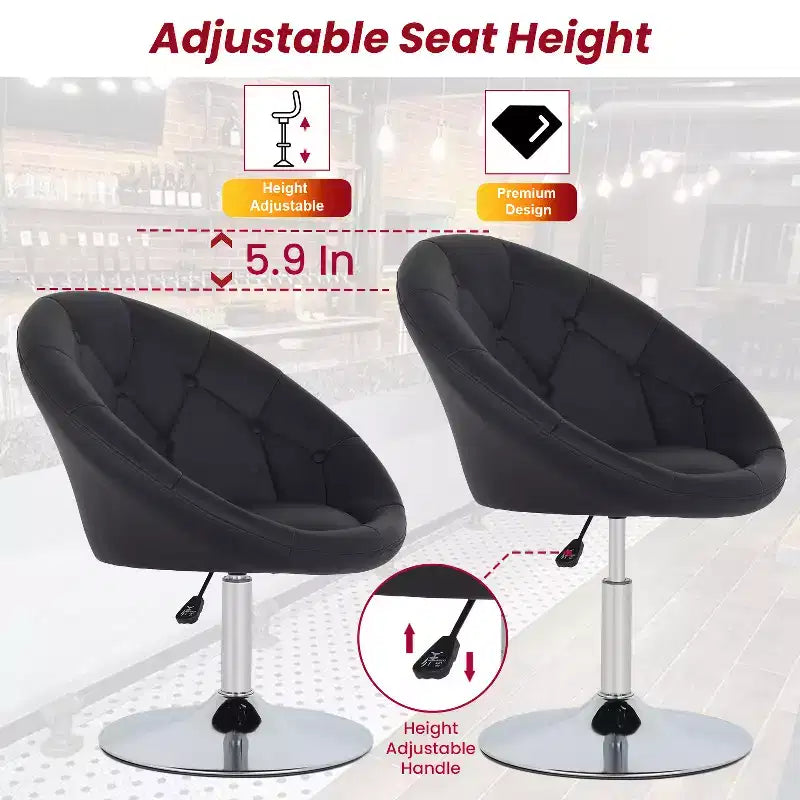 Chaise de Vanité Moderne Pivotante de Maquillage Hauteur Réglable Fauteuil d'Appoint