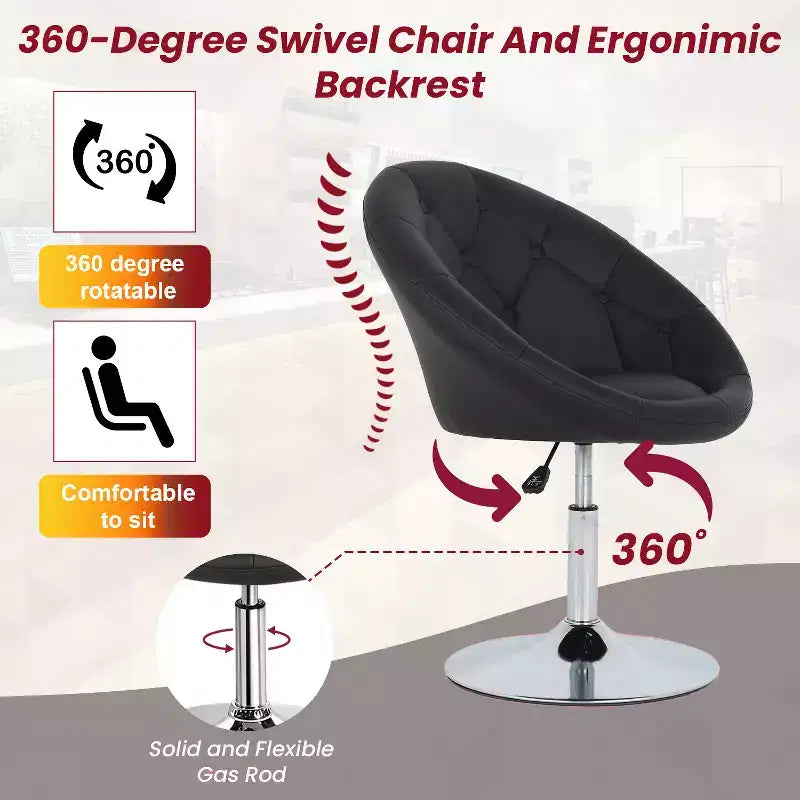 Chaise de Vanité Moderne Pivotante de Maquillage Hauteur Réglable Fauteuil d'Appoint