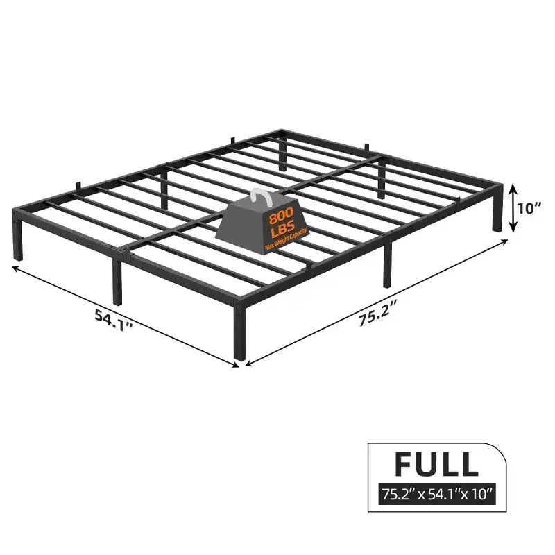Cadre de lit sans sommier tapissier, cadre de lit plateforme en métal robuste avec lattes métalliques et rangement sous le lit, montage facile, noir