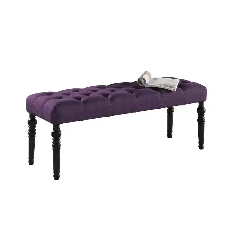 Banc Pouf capitonné élégant avec pieds tournés en bois, banc à chaussures rembourré, banc de salle à manger pour salon, entrée