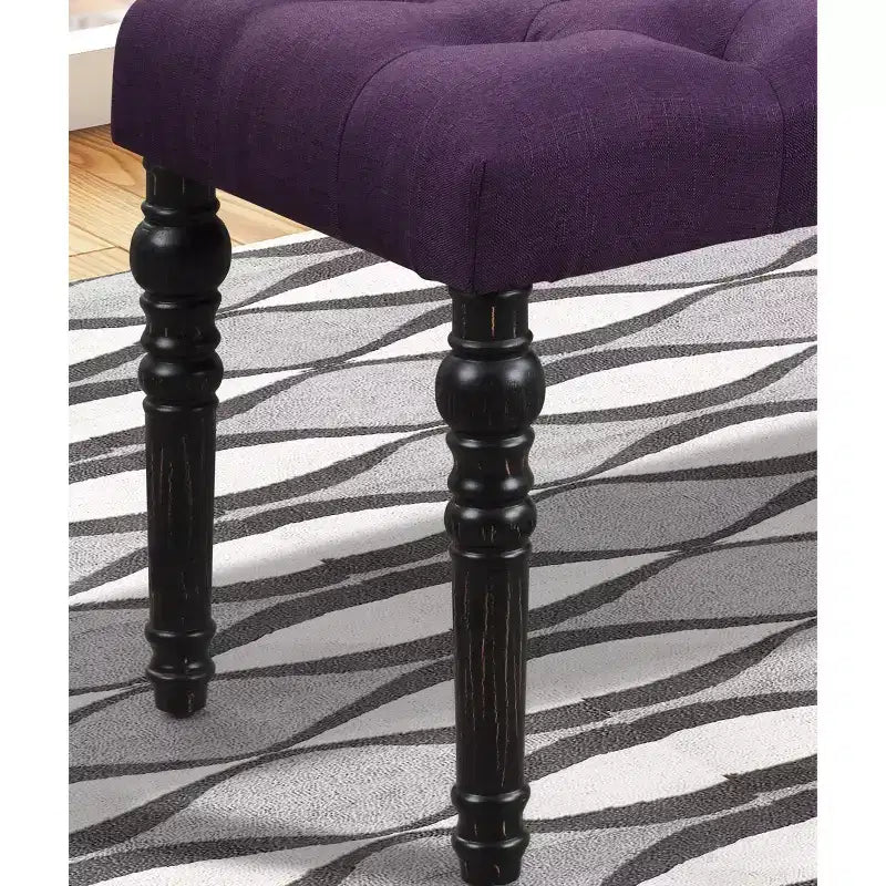 Banc Pouf capitonné élégant avec pieds tournés en bois, banc à chaussures rembourré, banc de salle à manger pour salon, entrée