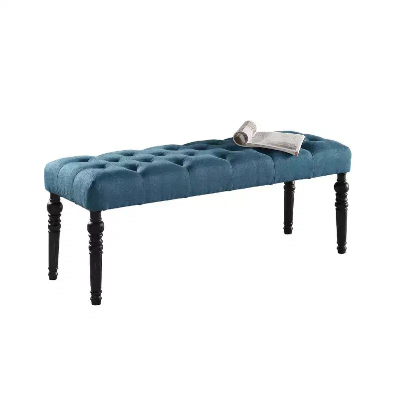 Banc Pouf capitonné élégant avec pieds tournés en bois, banc à chaussures rembourré, banc de salle à manger pour salon, entrée