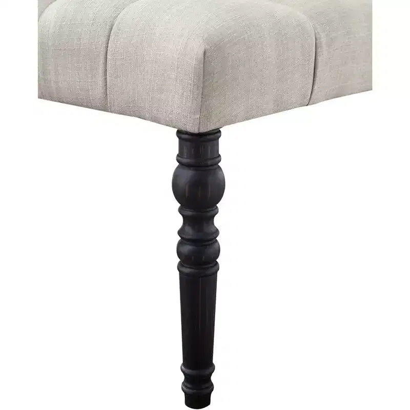 Banc Pouf capitonné élégant avec pieds tournés en bois, banc à chaussures rembourré, banc de salle à manger pour salon, entrée