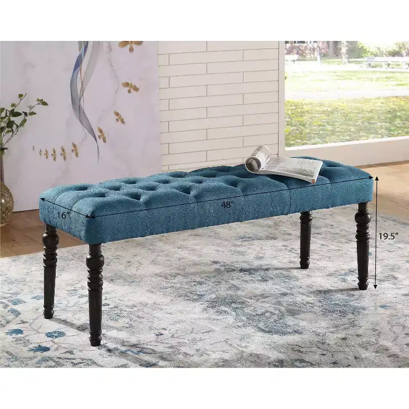 Banc Pouf capitonné élégant avec pieds tournés en bois, banc à chaussures rembourré, banc de salle à manger pour salon, entrée