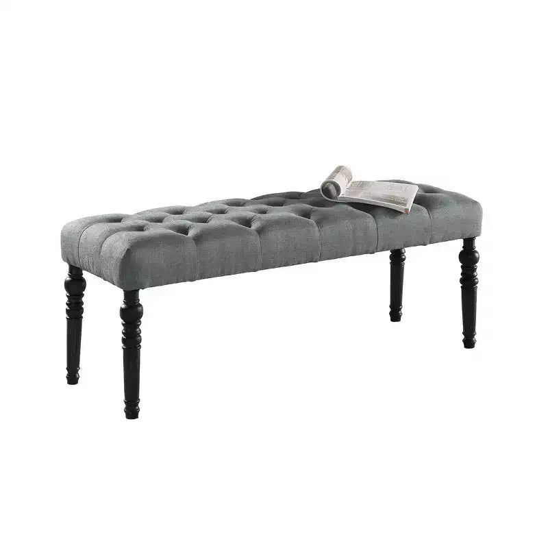 Banc Pouf capitonné élégant avec pieds tournés en bois, banc à chaussures rembourré, banc de salle à manger pour salon, entrée