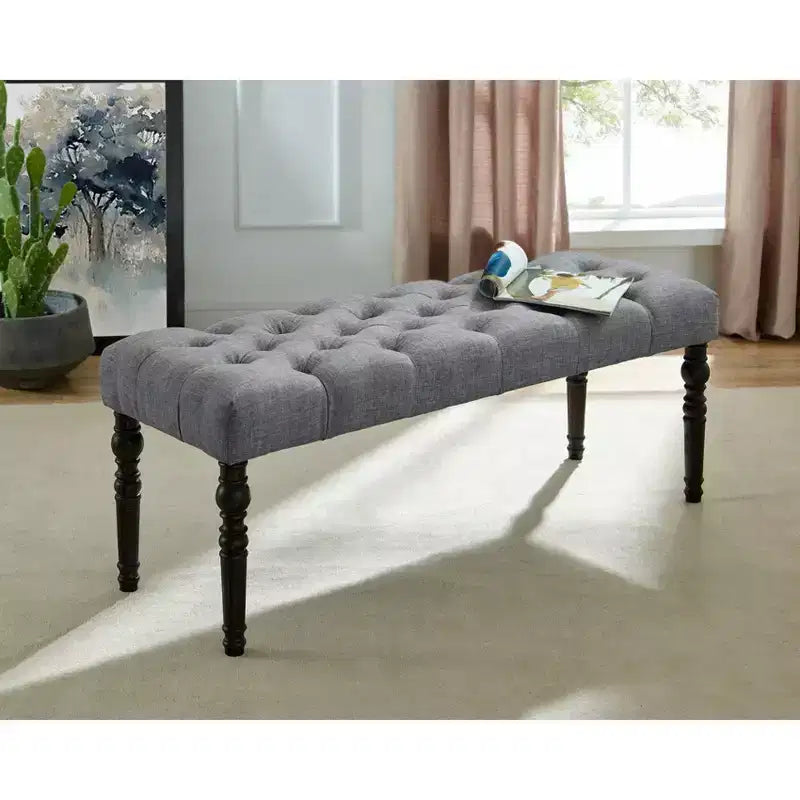 Banc Pouf capitonné élégant avec pieds tournés en bois, banc à chaussures rembourré, banc de salle à manger pour salon, entrée