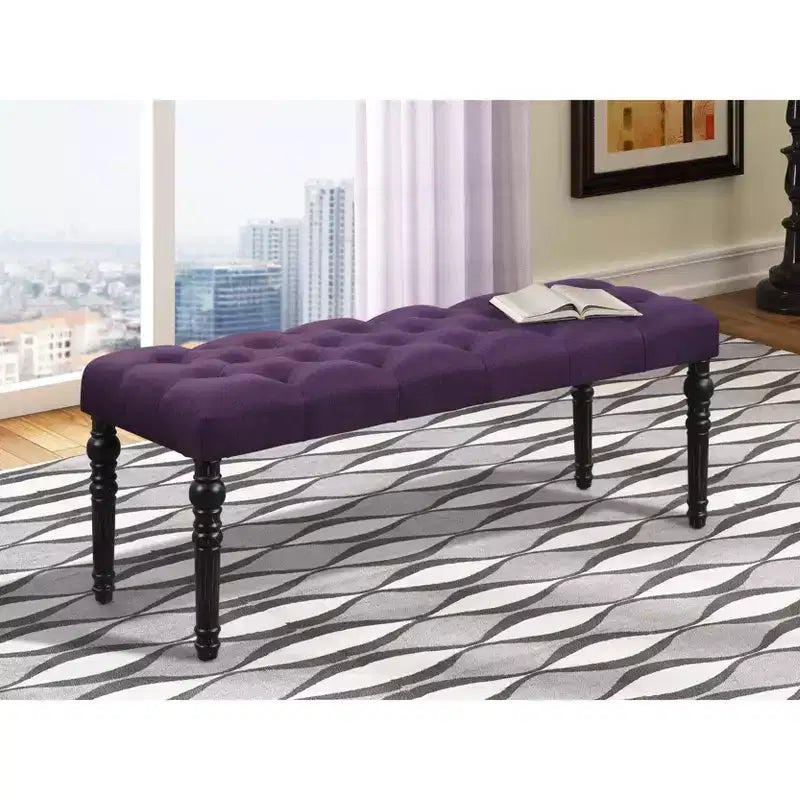 Banc Pouf capitonné élégant avec pieds tournés en bois, banc à chaussures rembourré, banc de salle à manger pour salon, entrée