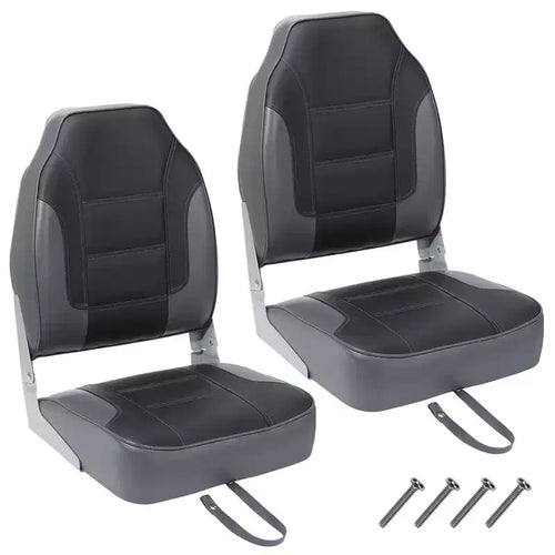 2 Pack Low Back Folding Boat Seats - 19x16.5 Thick Elastic Cushio Boat Chair, Waterproof Fishing Chairs for Bass Tracker for Sightseeing Boats