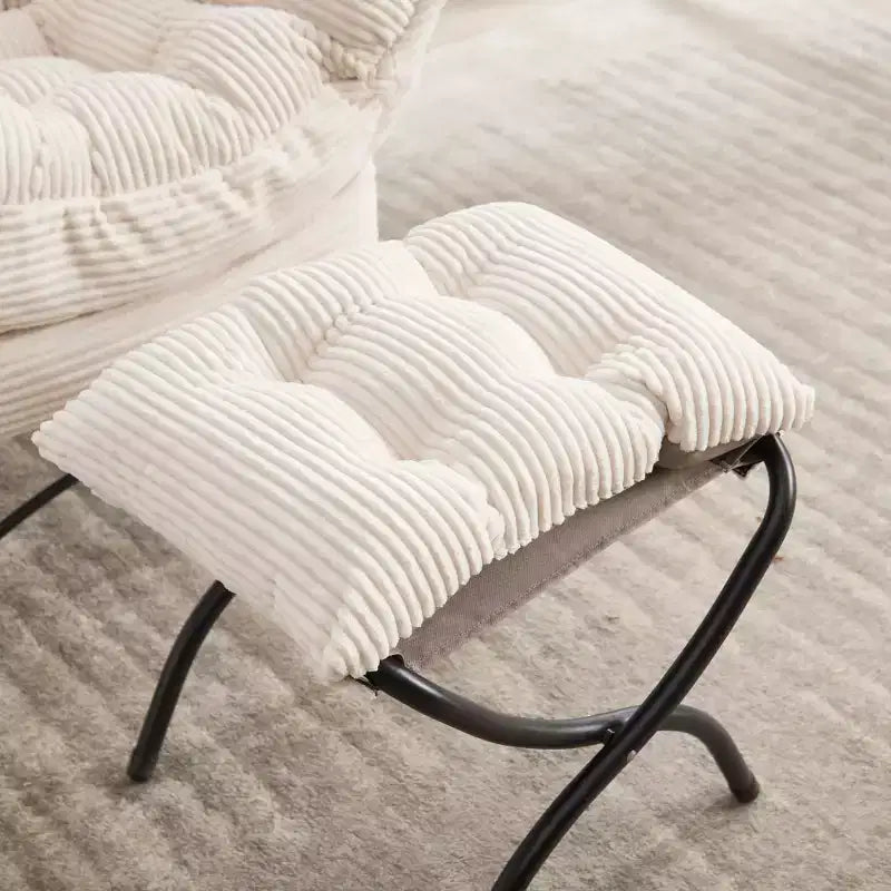 Fauteuil de salon moderne Zeus et Ruta rembourré avec accoudoirs, poche latérale et pouf assorti