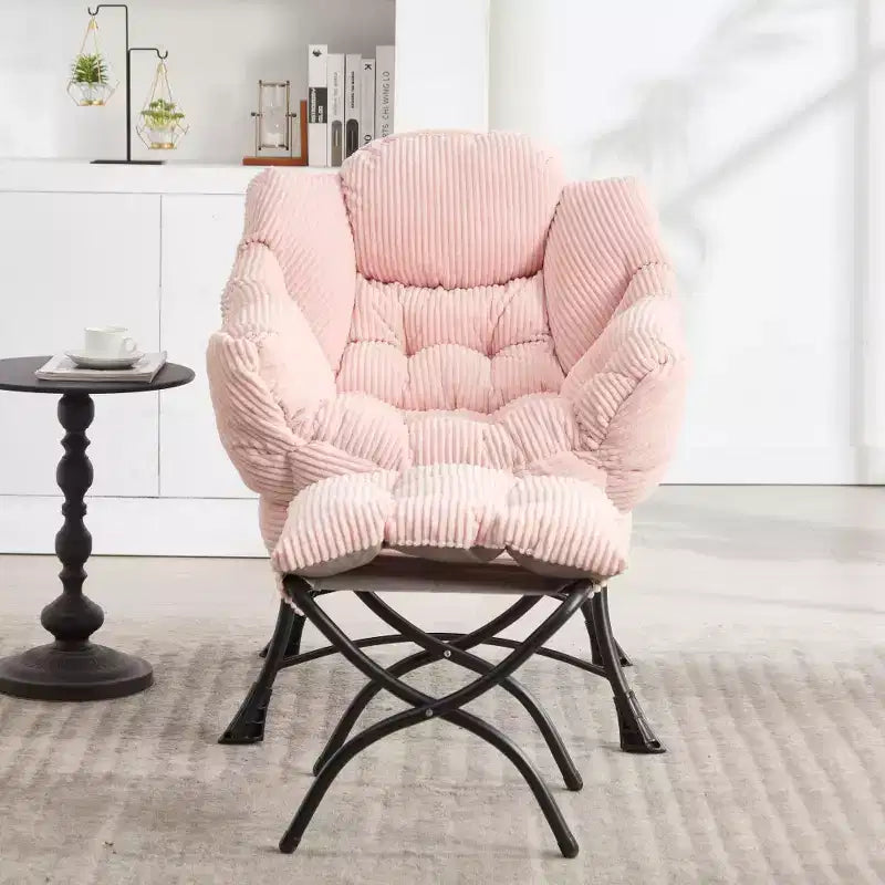 Fauteuil de salon moderne Zeus et Ruta rembourré avec accoudoirs, poche latérale et pouf assorti