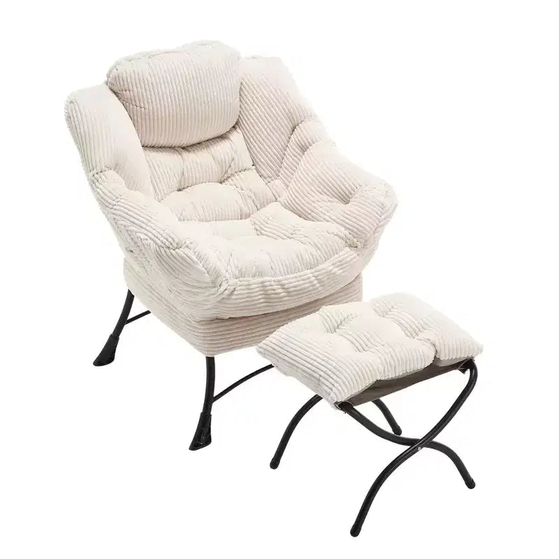 Fauteuil de salon moderne Zeus et Ruta rembourré avec accoudoirs, poche latérale et pouf assorti