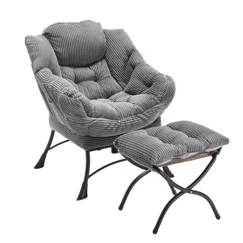 Fauteuil de salon moderne Zeus et Ruta rembourré avec accoudoirs, poche latérale et pouf assorti