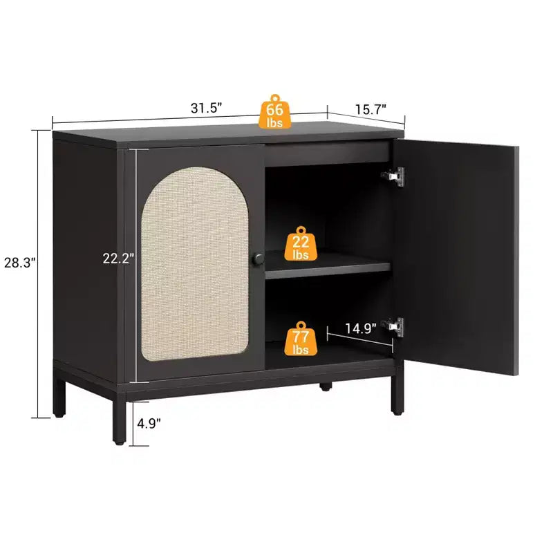 Buffet de salle à manger, buffet de cuisine avec portes en rotin, buffet de bar/café pour salon, salle à manger