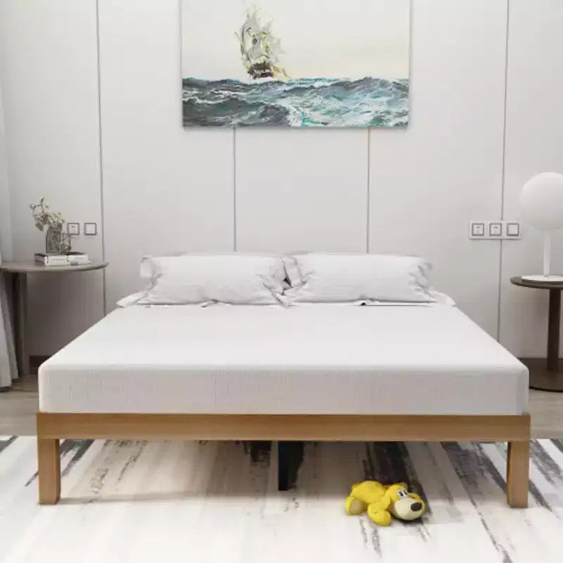 Lit plateforme en bois massif grand format avec lattes de bois et rangement sous le lit