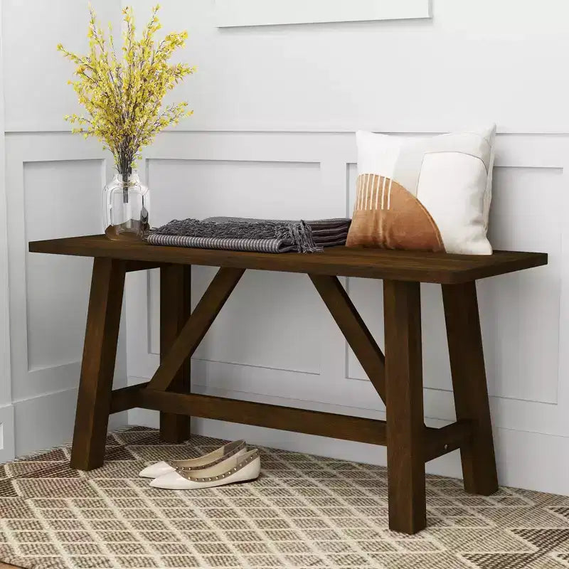 Banc de salle à manger en bois 1 ou 2 pièces, banc à chaussures de ferme, siège d'entrée avec cadre en bois d'hévéa