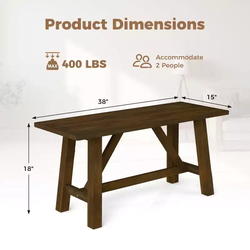 Banc de salle à manger en bois 1 ou 2 pièces, banc à chaussures de ferme, siège d'entrée avec cadre en bois d'hévéa
