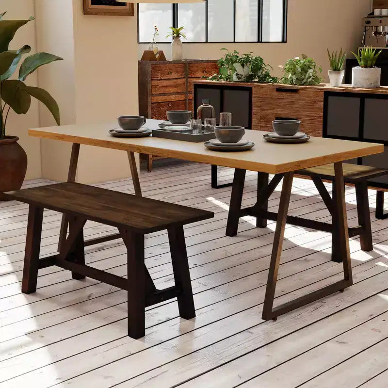 Banc de salle à manger en bois 1 ou 2 pièces, banc à chaussures de ferme, siège d'entrée avec cadre en bois d'hévéa