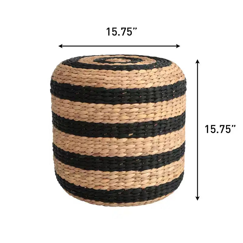 Tabouret JONATHAN Y Aimee en jacinthe tressée bicolore, style minimaliste moderne