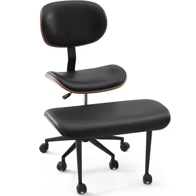 Chaise ergonomique en PU avec support lombaire en bois courbé et roulettes pour le yoga et la méditation