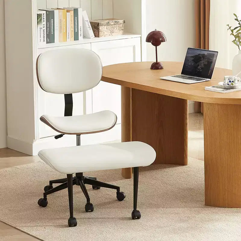 Chaise ergonomique en PU avec support lombaire en bois courbé et roulettes pour le yoga et la méditation