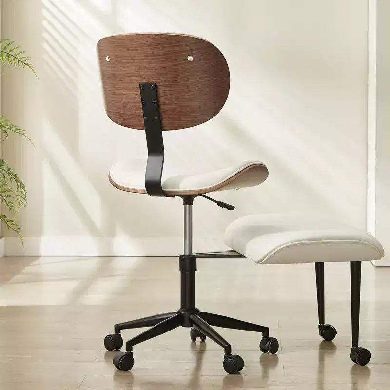 Chaise ergonomique en PU avec support lombaire en bois courbé et roulettes pour le yoga et la méditation