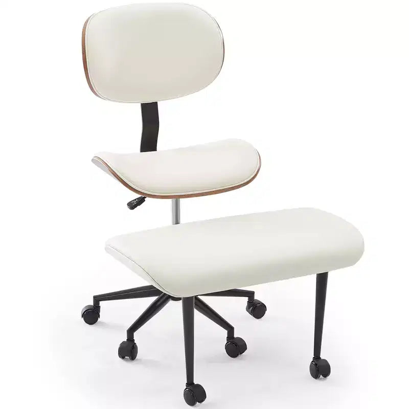 Chaise ergonomique en PU avec support lombaire en bois courbé et roulettes pour le yoga et la méditation
