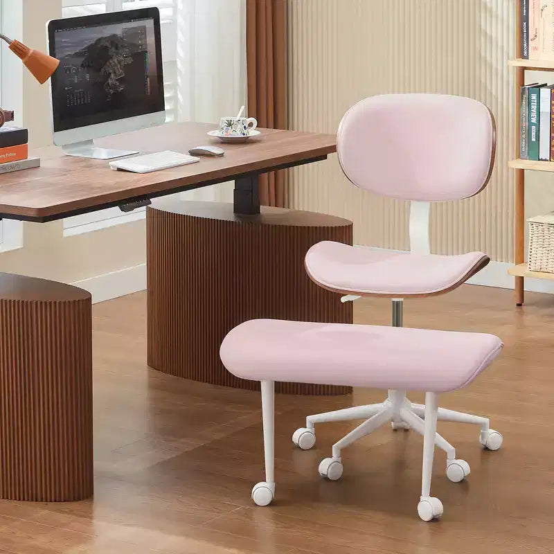 Chaise ergonomique en PU avec support lombaire en bois courbé et roulettes pour le yoga et la méditation