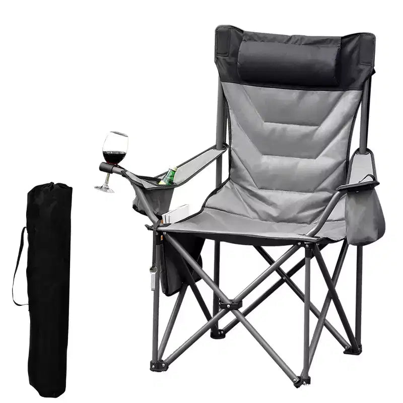 Chaise de camping pliante surdimensionnée, chaise portable rembourrée d'extérieur avec porte-gobelet, capacité de 204 kg
