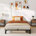 Metal Twin Size Bed Frame for Bedroom, Heavy Duty Sturdy Bed Frame with Storage Space, Easy Assembly, No Box Spring Needed, Black, 14 Inch, Twin