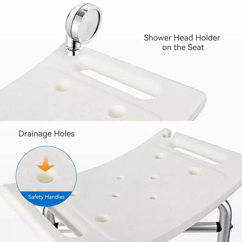 Banc de douche Chaise de douche pour salle de bain baignoire avec pieds réglables en hauteur, supporte 159 kg, antidérapant