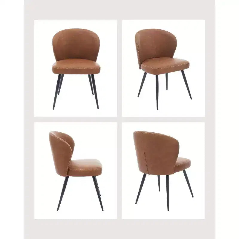 Lot de deux chaises de salle à manger, chaises de salle à manger de cuisine modernes du milieu du siècle avec dossiers rembourrés, surpiqûres et pieds en métal, beige