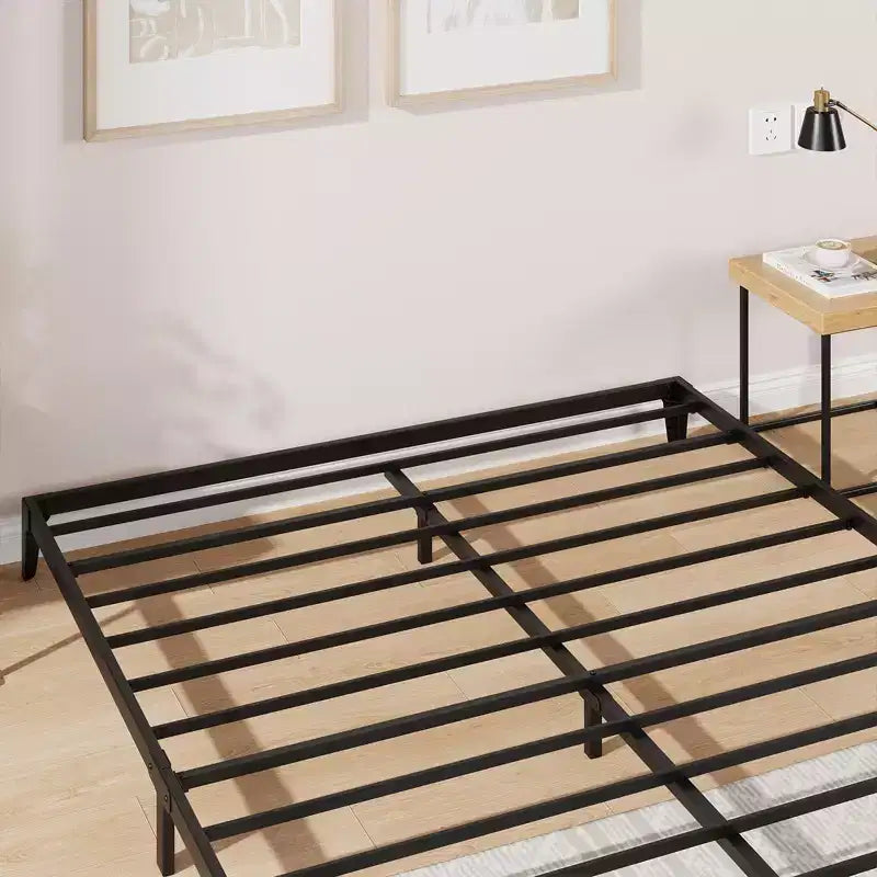 Cadre de lit double/double/grand format de 6/12,6 pouces, cadre de lit plateforme en métal robuste avec support à lattes et pieds en fer durables