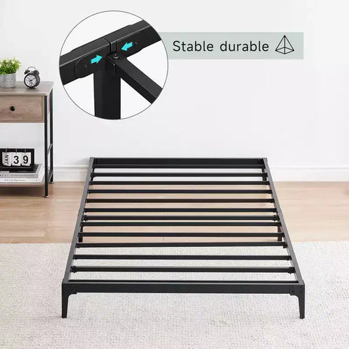 Cadre de lit double/double/grand format de 6/12,6 pouces, cadre de lit plateforme en métal robuste avec support à lattes et pieds en fer durables