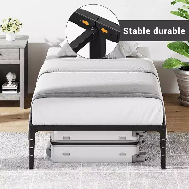 Cadre de lit double/double/grand format de 6/12,6 pouces, cadre de lit plateforme en métal robuste avec support à lattes et pieds en fer durables
