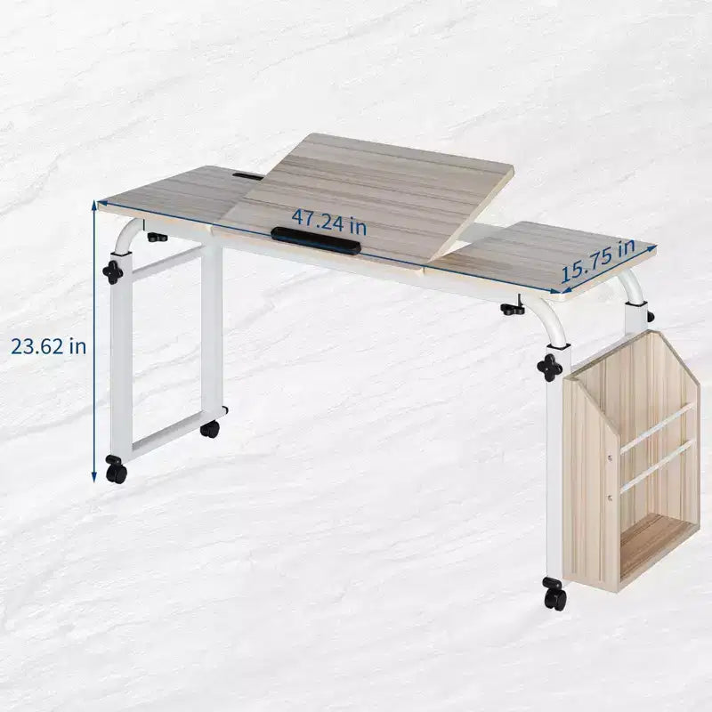 Table de lit réglable avec roulettes - Support pour ordinateur portable inclinable pour la maison/l'hôpital/le bureau (hauteur 61-89 cm, capacité 159 kg, 1 pièce)