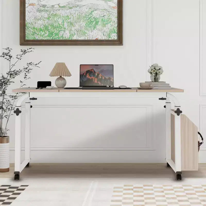 Table de lit réglable avec roulettes - Support pour ordinateur portable inclinable pour la maison/l'hôpital/le bureau (hauteur 61-89 cm, capacité 159 kg, 1 pièce)