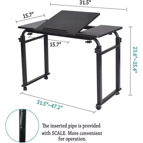 Table de lit réglable avec roulettes - Support pour ordinateur portable inclinable pour la maison/l'hôpital/le bureau (hauteur 61-89 cm, capacité 159 kg, 1 pièce)