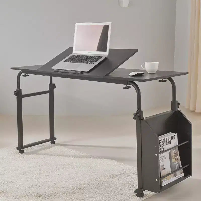 Table de lit réglable avec roulettes - Support pour ordinateur portable inclinable pour la maison/l'hôpital/le bureau (hauteur 61-89 cm, capacité 159 kg, 1 pièce)