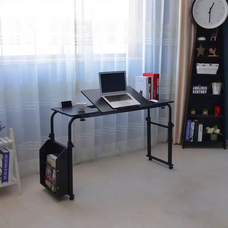 Table de lit réglable avec roulettes - Support pour ordinateur portable inclinable pour la maison/l'hôpital/le bureau (hauteur 61-89 cm, capacité 159 kg, 1 pièce)