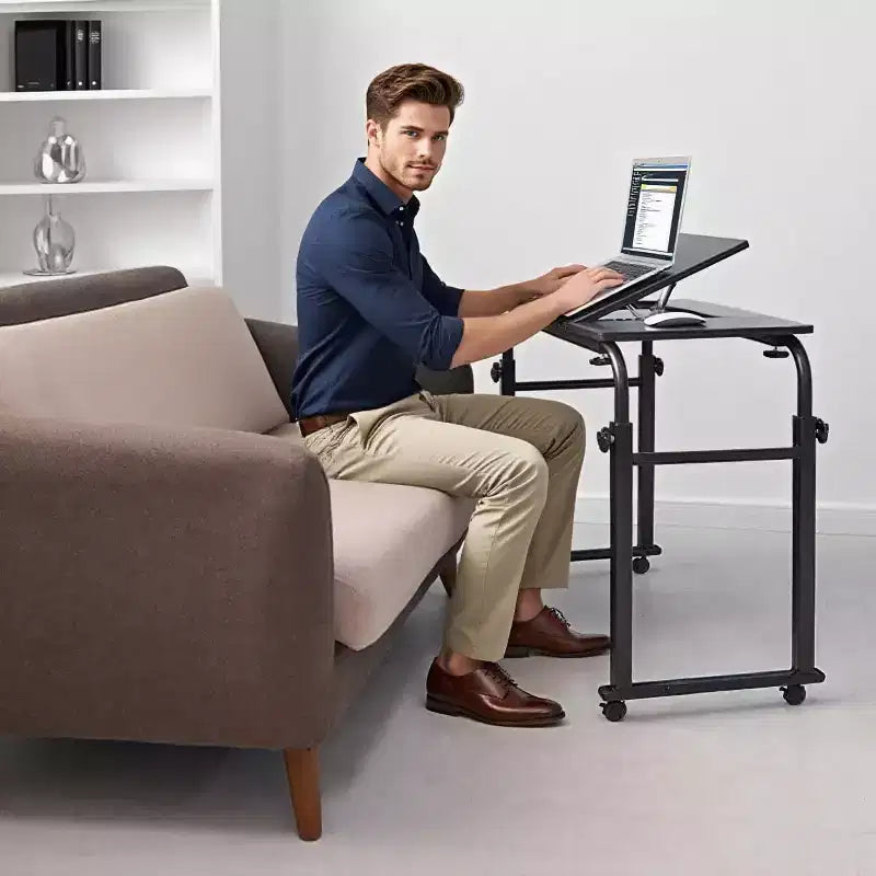 Table de lit réglable avec roulettes - Support pour ordinateur portable inclinable pour la maison/l'hôpital/le bureau (hauteur 61-89 cm, capacité 159 kg, 1 pièce)