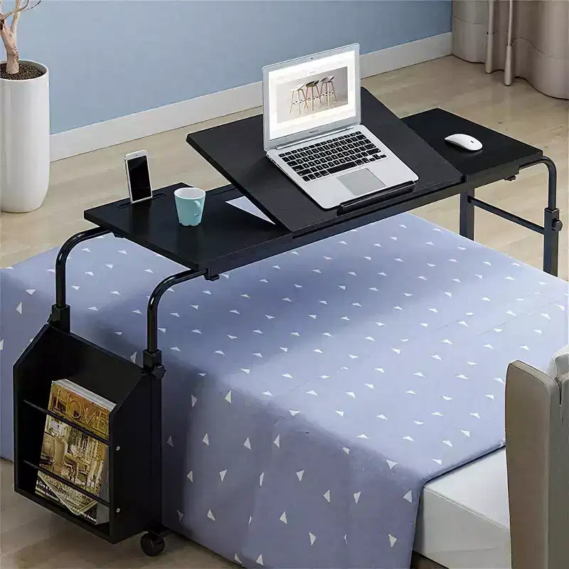 Table de lit réglable avec roulettes - Support pour ordinateur portable inclinable pour la maison/l'hôpital/le bureau (hauteur 61-89 cm, capacité 159 kg, 1 pièce)