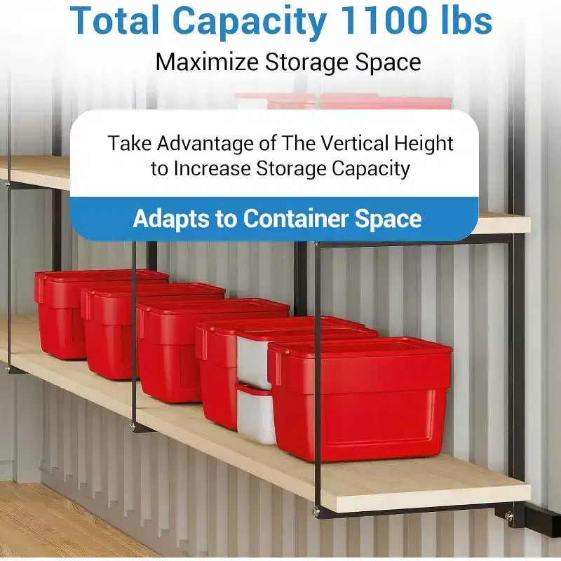 Support d'étagère en acier robuste à 3 niveaux pour conteneur maritime COZONY, 22x60, capacité de 499 kg, étagère de rangement suspendue pour conteneurs et garages